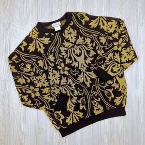 Vintage Carol Wright Women’s Large Gold Metallic Acrylic Knit Pullover Sweater